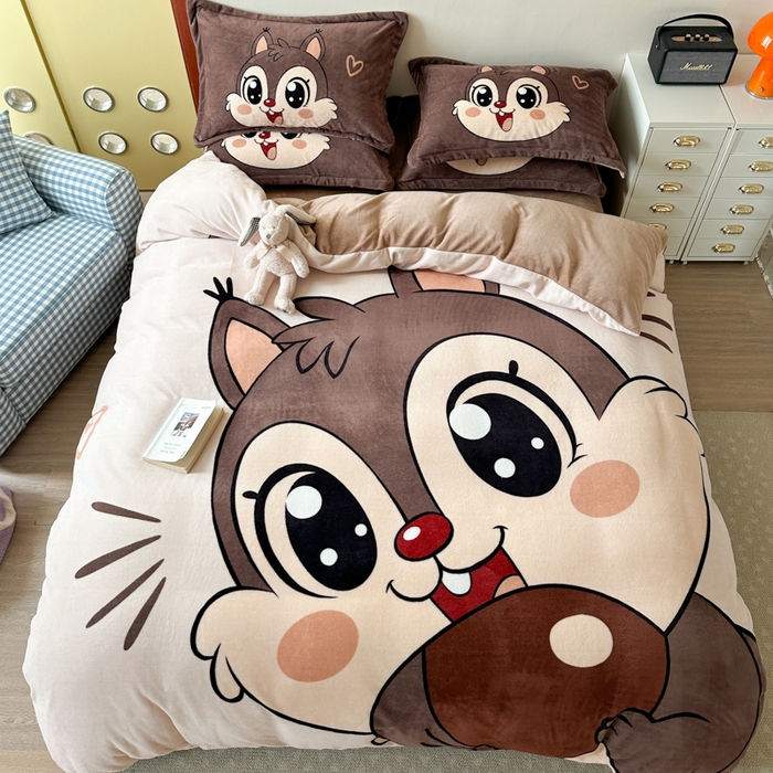 91家纺网 家纺一手货源 找家纺 （总）赛丽雅 2025年新款秋冬卡通大版牛奶绒四件套