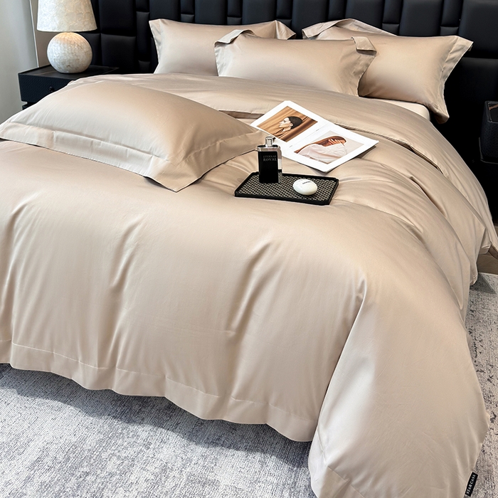 91家纺网 家纺一手货源 找家纺 星蕴家纺 2025新款A类贡缎纯色长绒棉纯棉全棉四件套-多伦多 多伦多-棕木灰