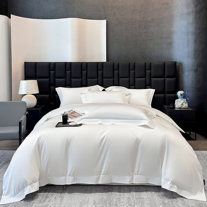 91家纺网 家纺一手货源 找家纺 星蕴家纺 2025新款A类贡缎纯色长绒棉纯棉全棉四件套-多伦多 多伦多-贵族白