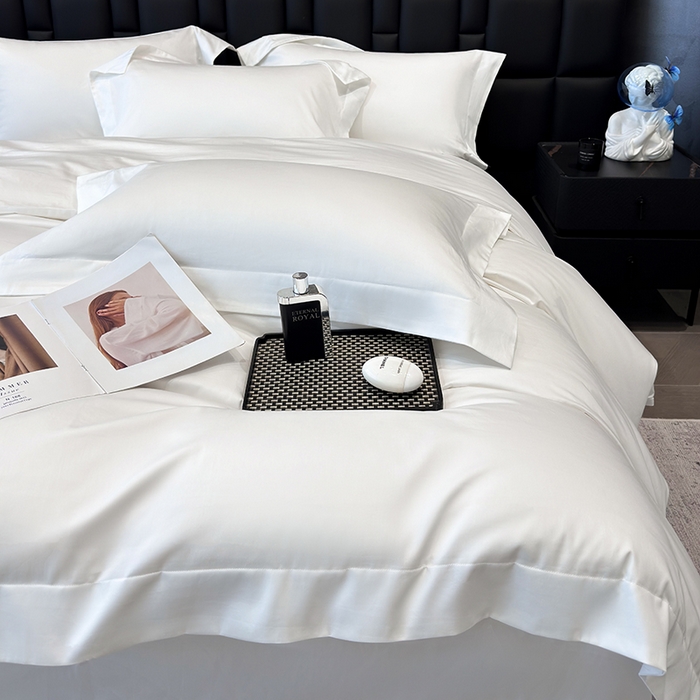 91家纺网 家纺一手货源 找家纺 星蕴家纺 2025新款A类贡缎纯色长绒棉纯棉全棉四件套-多伦多 多伦多-贵族白