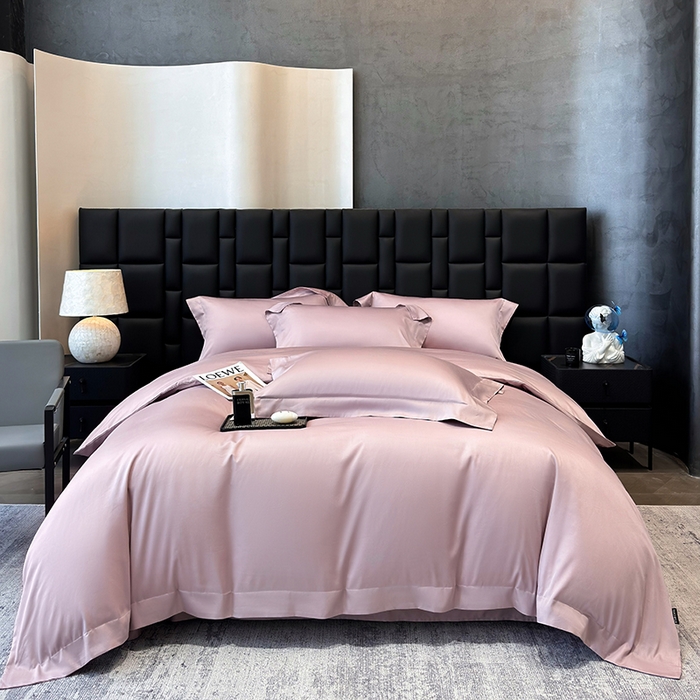 91家纺网 家纺一手货源 找家纺 星蕴家纺 2025新款A类贡缎纯色长绒棉纯棉全棉四件套-多伦多 多伦多-豆沙色