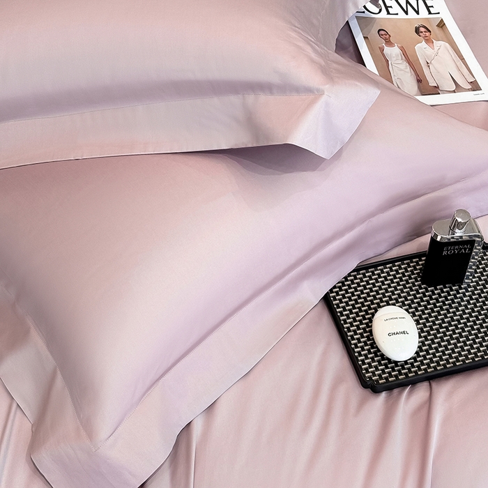 91家纺网 家纺一手货源 找家纺 星蕴家纺 2025新款A类贡缎纯色长绒棉纯棉全棉四件套-多伦多 多伦多-豆沙色