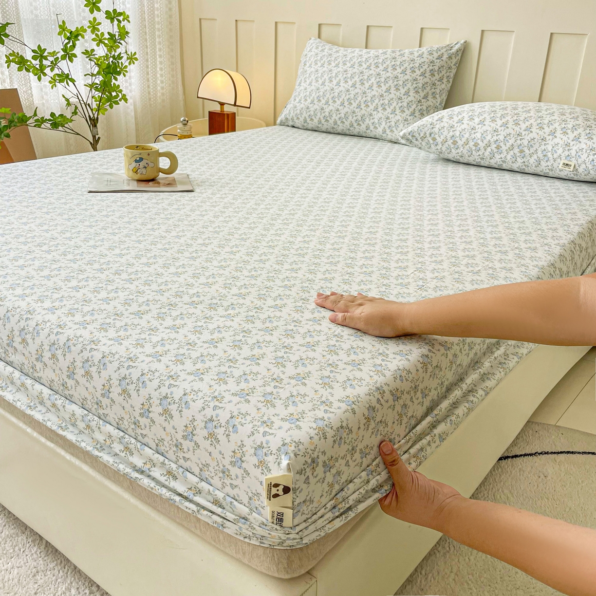 91家纺网 家纺一手货源 找家纺 （总）金泰莱 2025新款木棉双层纱印花床笠