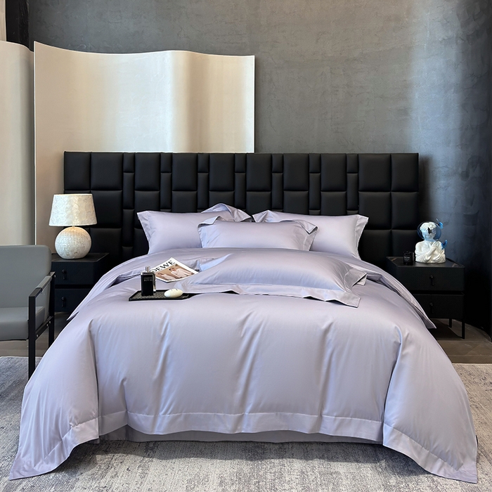 91家纺网 家纺一手货源 找家纺 星蕴家纺 2025新款A类贡缎纯色长绒棉纯棉全棉四件套-多伦多 多伦多-梦幻紫