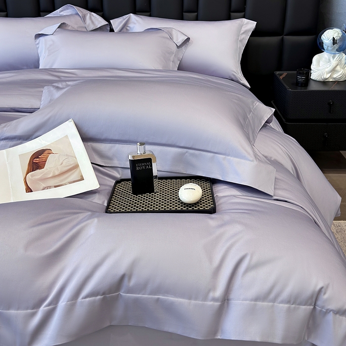 91家纺网 家纺一手货源 找家纺 星蕴家纺 2025新款A类贡缎纯色长绒棉纯棉全棉四件套-多伦多 多伦多-梦幻紫