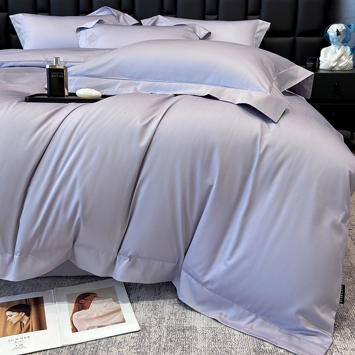 91家纺网 家纺一手货源 找家纺 星蕴家纺 2025新款A类贡缎纯色长绒棉纯棉全棉四件套-多伦多 多伦多-梦幻紫