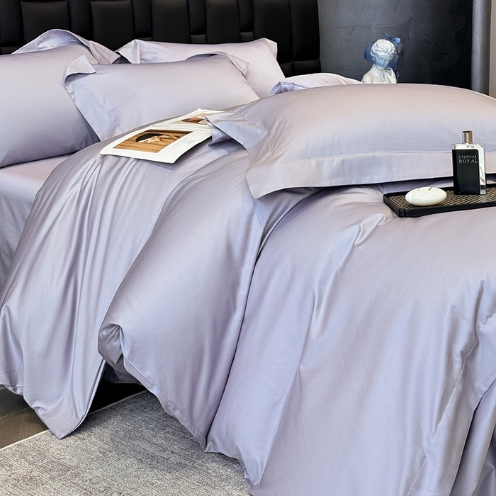 91家纺网 家纺一手货源 找家纺 星蕴家纺 2025新款A类贡缎纯色长绒棉纯棉全棉四件套-多伦多 多伦多-梦幻紫