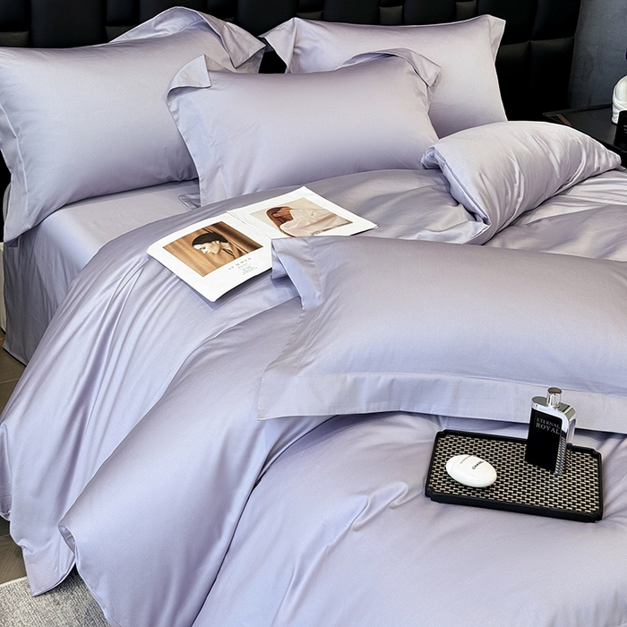 91家纺网 家纺一手货源 找家纺 星蕴家纺 2025新款A类贡缎纯色长绒棉纯棉全棉四件套-多伦多 多伦多-梦幻紫