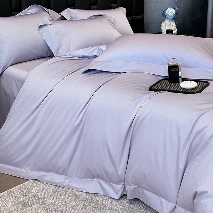 91家纺网 家纺一手货源 找家纺 星蕴家纺 2025新款A类贡缎纯色长绒棉纯棉全棉四件套-多伦多 多伦多-梦幻紫