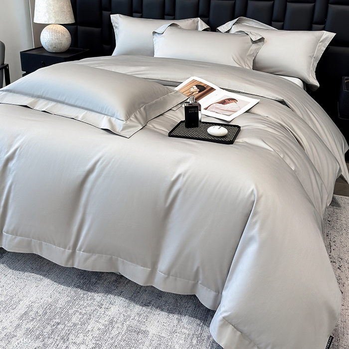 星蕴家纺 2025新款A类贡缎纯色长绒棉纯棉全棉四件套-多伦多 多伦多-山灰色