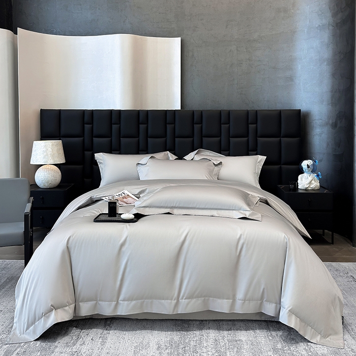 91家纺网 家纺一手货源 找家纺 星蕴家纺 2025新款A类贡缎纯色长绒棉纯棉全棉四件套-多伦多 多伦多-山灰色