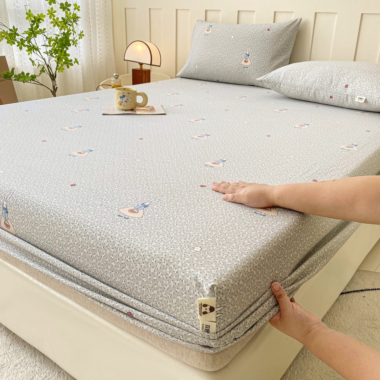 91家纺网 家纺一手货源 找家纺 （总）金泰莱 2025新款木棉双层纱印花床笠