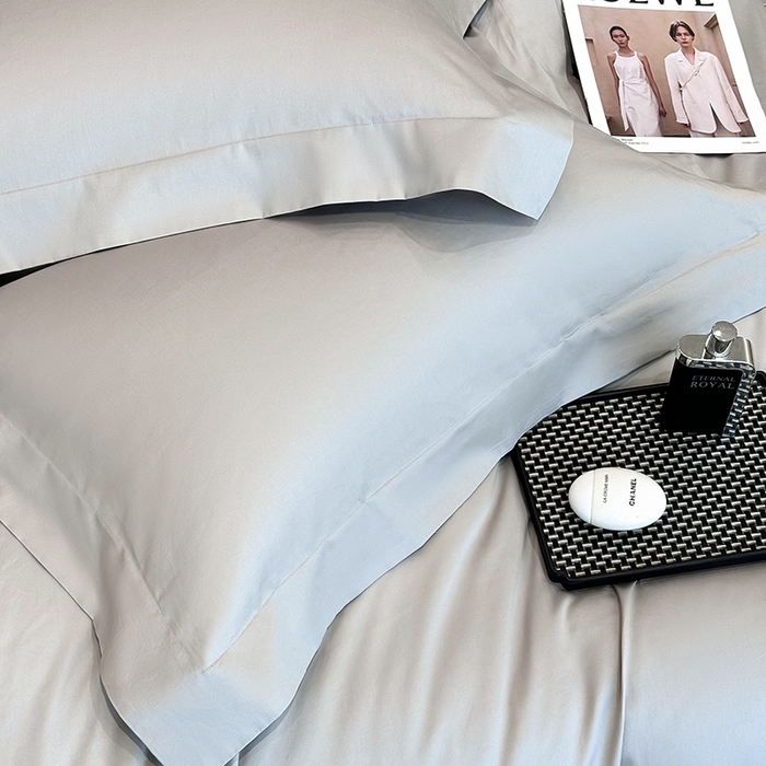 91家纺网 家纺一手货源 找家纺 星蕴家纺 2025新款A类贡缎纯色长绒棉纯棉全棉四件套-多伦多 多伦多-山灰色