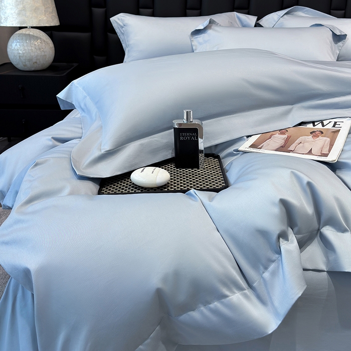 91家纺网 家纺一手货源 找家纺 星蕴家纺 2025新款A类贡缎纯色长绒棉纯棉全棉四件套-多伦多 多伦多-云山蓝