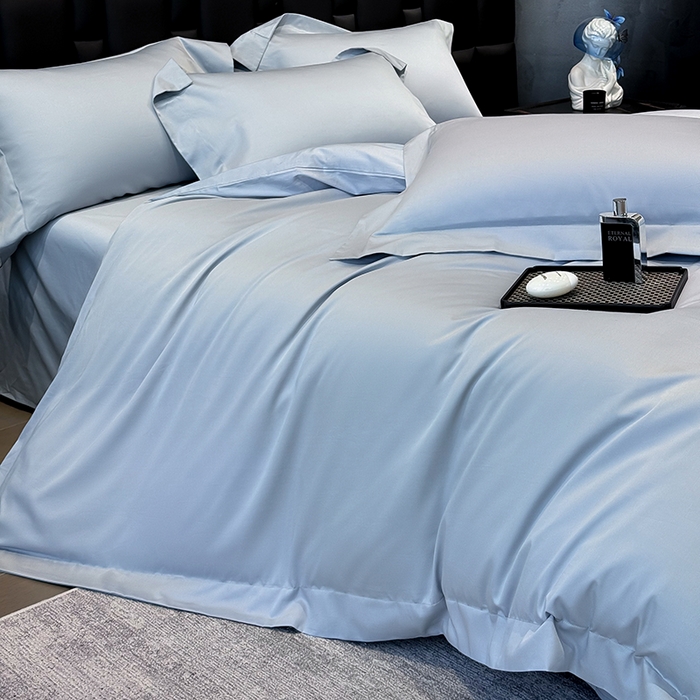 91家纺网 家纺一手货源 找家纺 星蕴家纺 2025新款A类贡缎纯色长绒棉纯棉全棉四件套-多伦多 多伦多-云山蓝