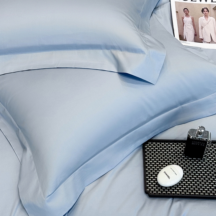 91家纺网 家纺一手货源 找家纺 星蕴家纺 2025新款A类贡缎纯色长绒棉纯棉全棉四件套-多伦多 多伦多-云山蓝