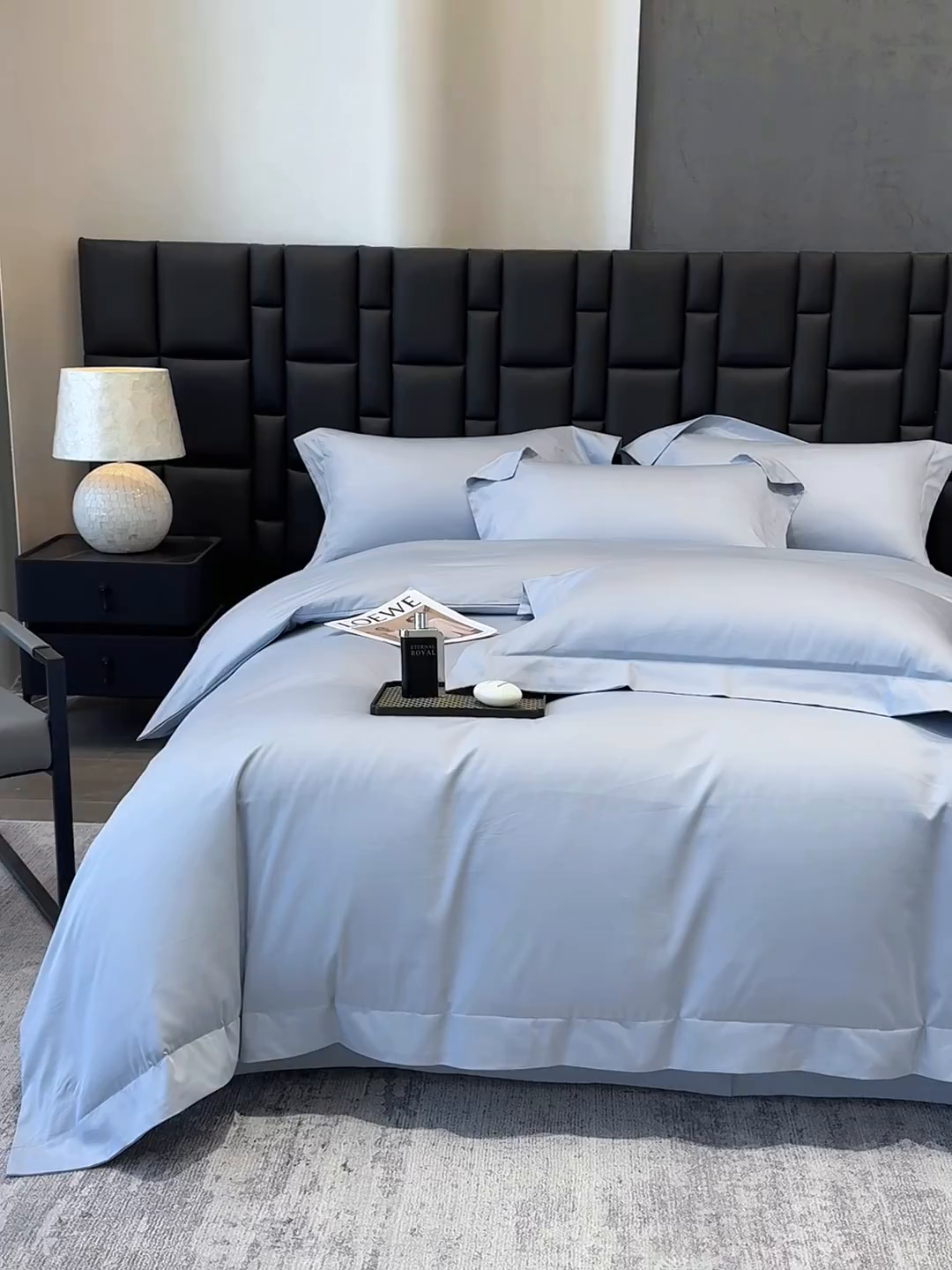 91家纺网 家纺一手货源 找家纺 星蕴家纺 2025新款A类贡缎纯色长绒棉纯棉全棉四件套-多伦多 多伦多-云山蓝