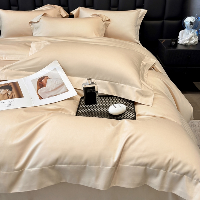 91家纺网 家纺一手货源 找家纺 星蕴家纺 2025新款A类贡缎纯色长绒棉纯棉全棉四件套-多伦多 多伦多-香槟金