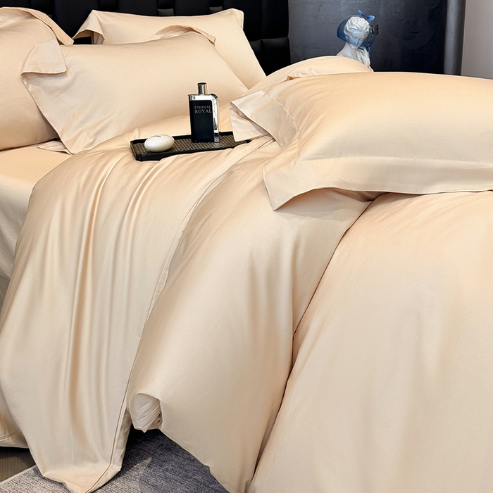 91家纺网 家纺一手货源 找家纺 星蕴家纺 2025新款A类贡缎纯色长绒棉纯棉全棉四件套-多伦多 多伦多-香槟金