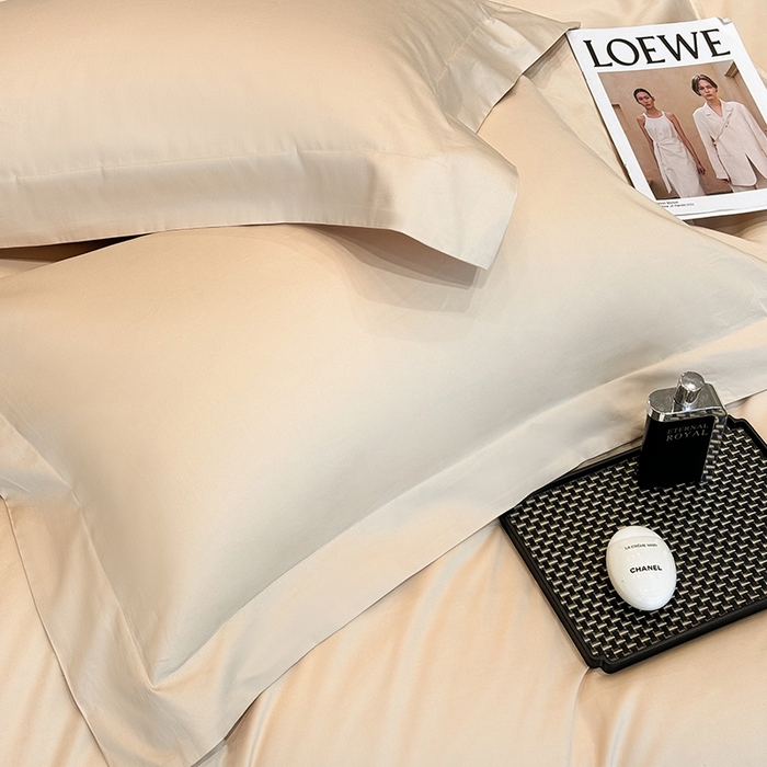 91家纺网 家纺一手货源 找家纺 星蕴家纺 2025新款A类贡缎纯色长绒棉纯棉全棉四件套-多伦多 多伦多-香槟金