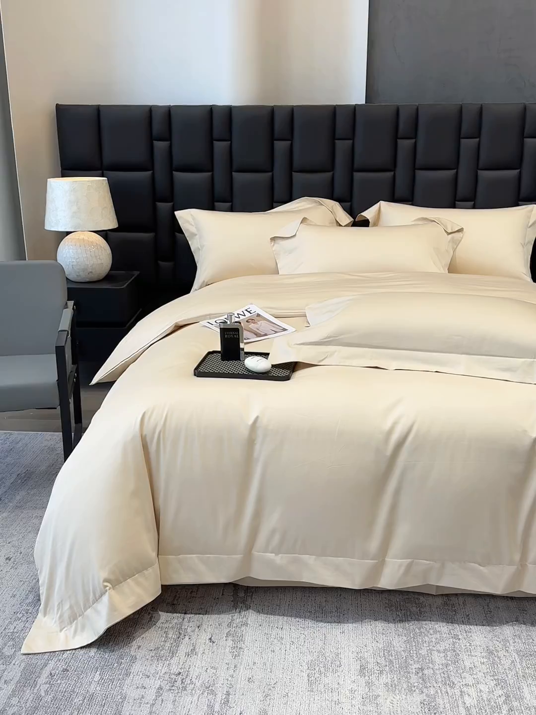 91家纺网 家纺一手货源 找家纺 星蕴家纺 2025新款A类贡缎纯色长绒棉纯棉全棉四件套-多伦多 多伦多-香槟金