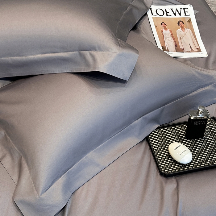 91家纺网 家纺一手货源 找家纺 星蕴家纺 2025新款A类贡缎纯色长绒棉纯棉全棉四件套-多伦多 多伦多-高级灰