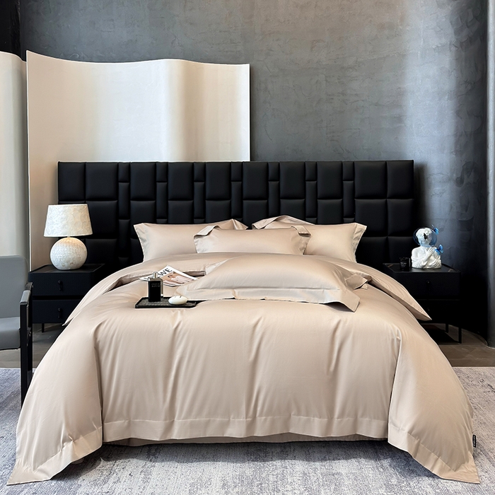 91家纺网 家纺一手货源 找家纺 星蕴家纺 2025新款A类贡缎纯色长绒棉纯棉全棉四件套-多伦多 多伦多-棕木灰