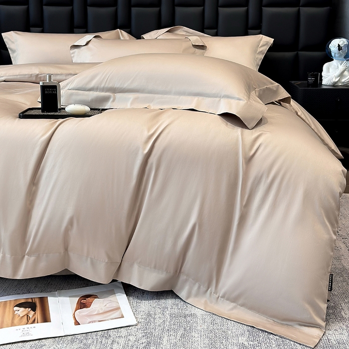 91家纺网 家纺一手货源 找家纺 星蕴家纺 2025新款A类贡缎纯色长绒棉纯棉全棉四件套-多伦多 多伦多-棕木灰