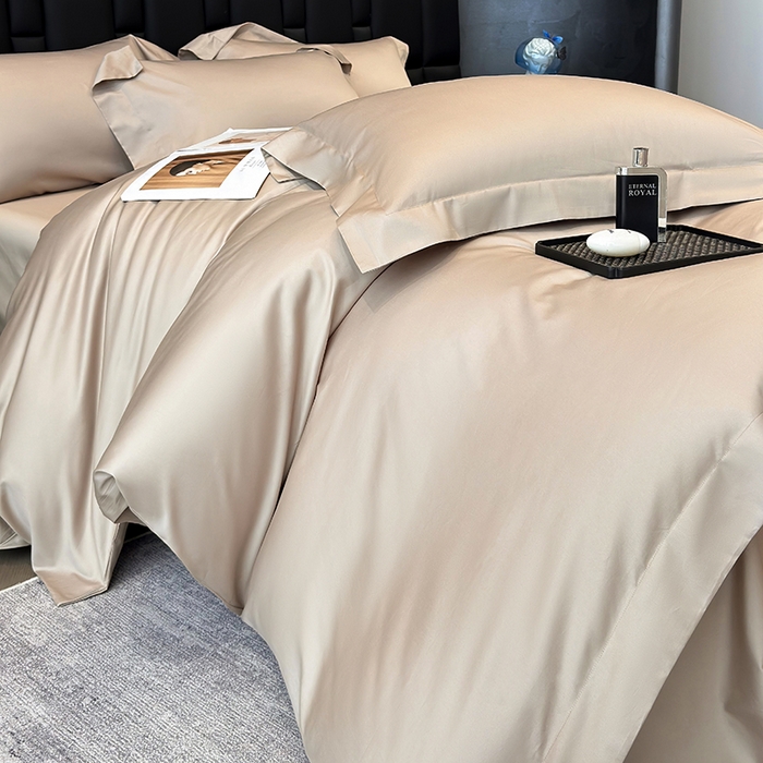 91家纺网 家纺一手货源 找家纺 星蕴家纺 2025新款A类贡缎纯色长绒棉纯棉全棉四件套-多伦多 多伦多-棕木灰