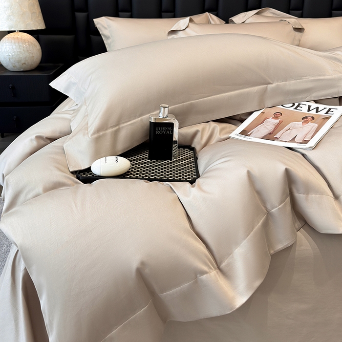 91家纺网 家纺一手货源 找家纺 星蕴家纺 2025新款A类贡缎纯色长绒棉纯棉全棉四件套-多伦多 多伦多-棕木灰