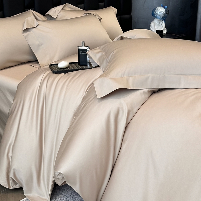 91家纺网 家纺一手货源 找家纺 星蕴家纺 2025新款A类贡缎纯色长绒棉纯棉全棉四件套-多伦多 多伦多-棕木灰