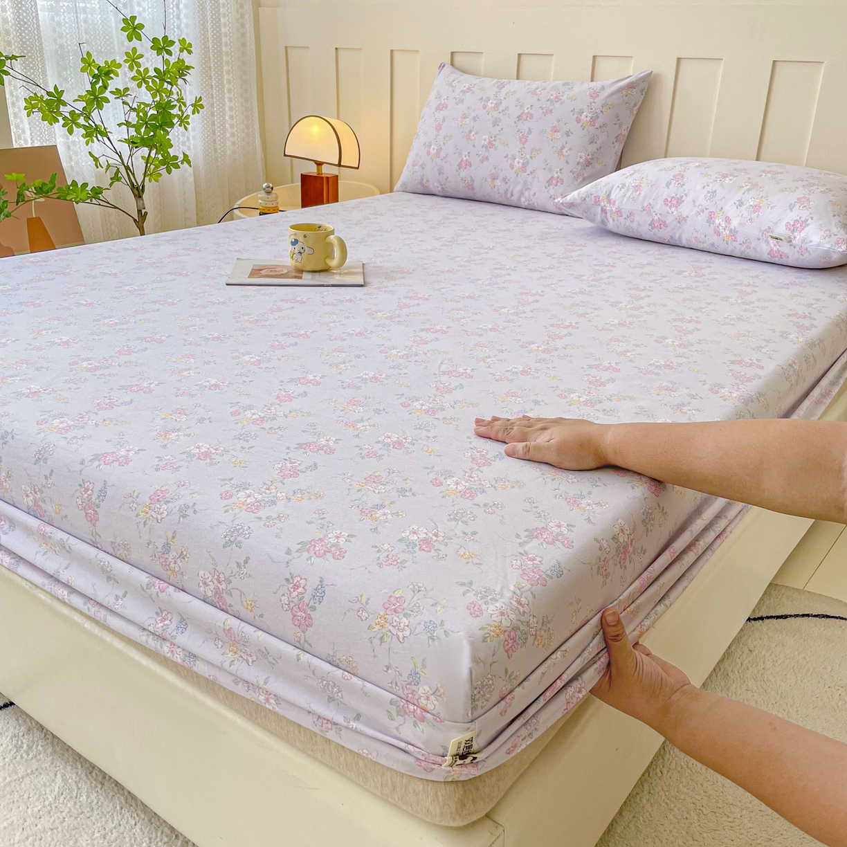 91家纺网 家纺一手货源 找家纺 （总）金泰莱 2025新款木棉双层纱印花床笠