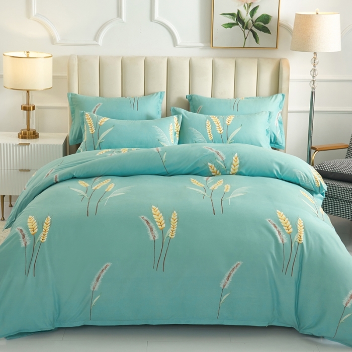 91家纺网 家纺一手货源 找家纺 爱诗诺2025加厚生态棉磨毛四件套高克重植物羊绒四件套大量现货 风吹麦浪