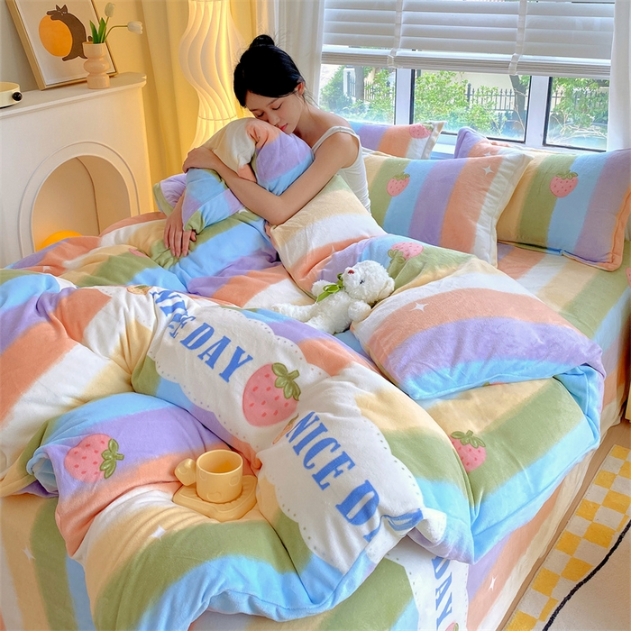 91家纺网 家纺一手货源 找家纺 （总）凯儿2025加厚A类印花牛奶绒单品四件套 