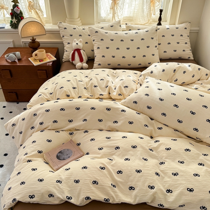 91家纺网 家纺一手货源 找家纺 （总）晚爱家纺2025新款ins风卡通小清新超柔裸睡水洗棉四件套学生宿舍三件套