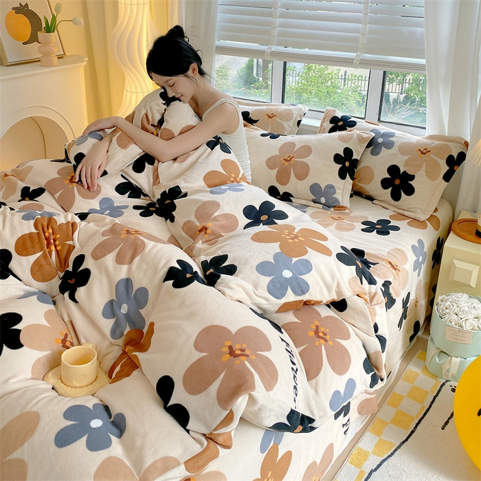 91家纺网 家纺一手货源 找家纺 （总）凯儿2025加厚A类印花牛奶绒单品四件套 