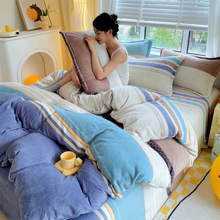 91家纺网 家纺一手货源 找家纺 （总）凯儿2025加厚A类印花牛奶绒单品四件套 