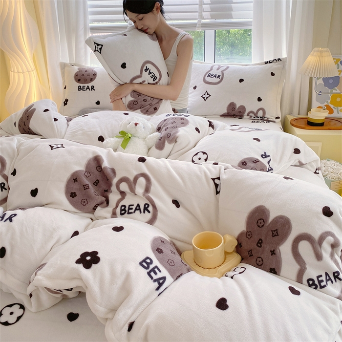 91家纺网 家纺一手货源 找家纺 （总）凯儿2025加厚A类印花牛奶绒单品四件套 