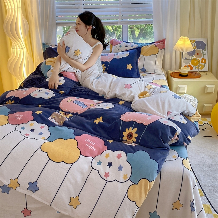 91家纺网 家纺一手货源 找家纺 （总）凯儿2025加厚A类印花牛奶绒单品四件套 