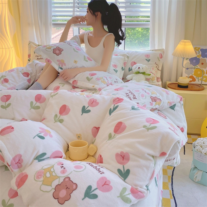 91家纺网 家纺一手货源 找家纺 （总）凯儿2025加厚A类印花牛奶绒单品四件套 