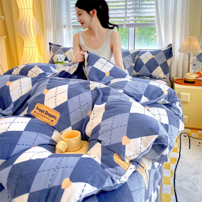 91家纺网 家纺一手货源 找家纺 （总）凯儿2025加厚A类印花牛奶绒单品四件套 