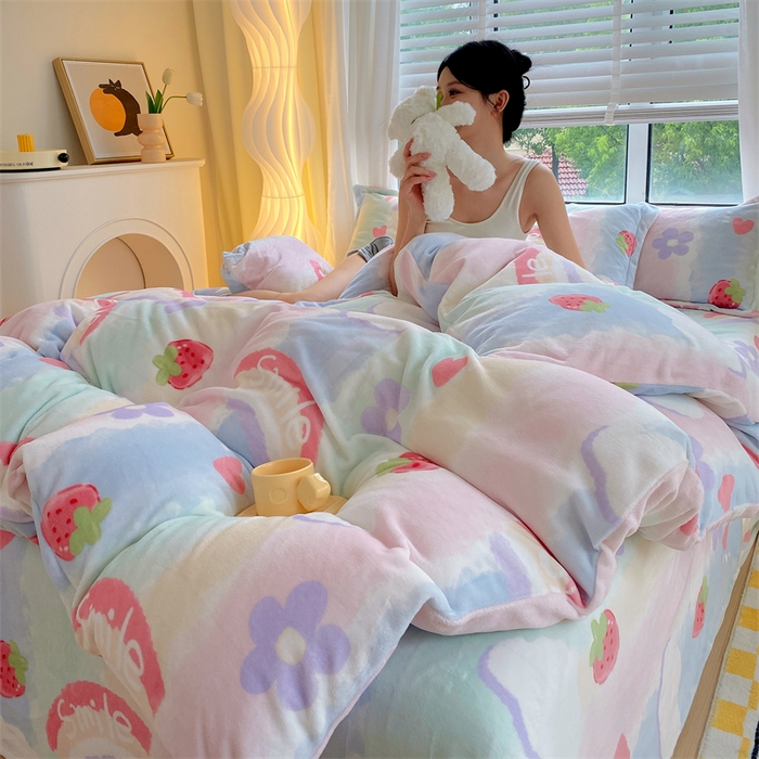 91家纺网 家纺一手货源 找家纺 （总）凯儿2025加厚A类印花牛奶绒单品四件套 