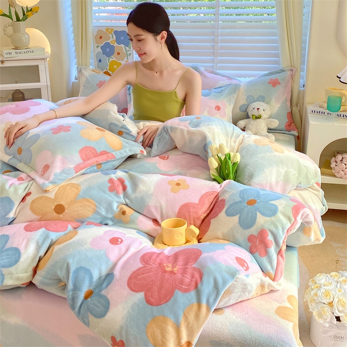 91家纺网 家纺一手货源 找家纺 （总）凯儿2025加厚A类印花牛奶绒单品四件套 