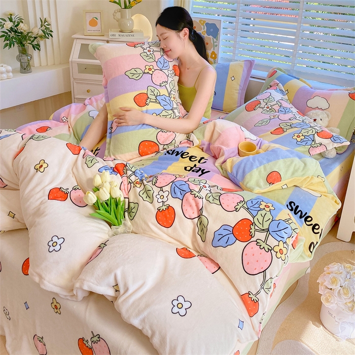 91家纺网 家纺一手货源 找家纺 （总）凯儿2025加厚A类印花牛奶绒单品四件套 