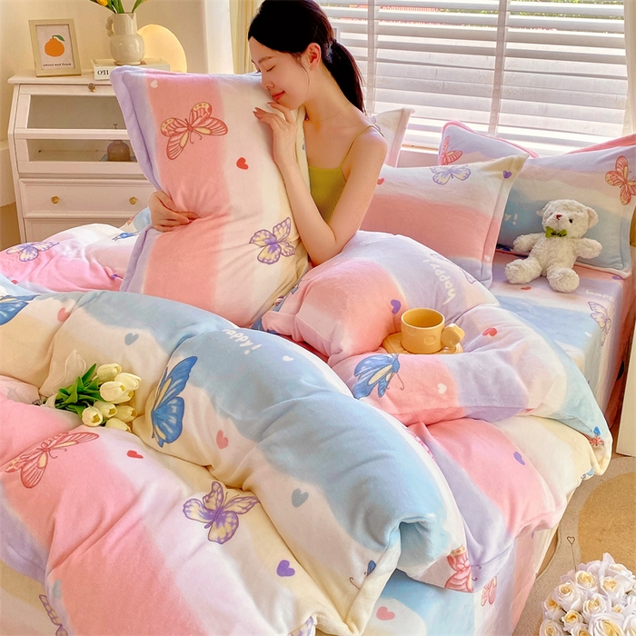 91家纺网 家纺一手货源 找家纺 （总）凯儿2025加厚A类印花牛奶绒单品四件套 