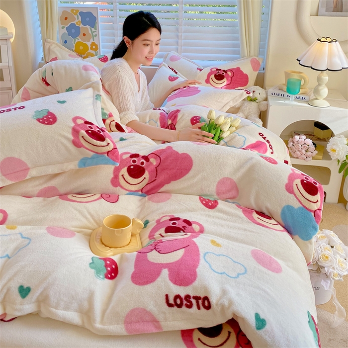 91家纺网 家纺一手货源 找家纺 （总）凯儿2025加厚A类印花牛奶绒单品四件套 