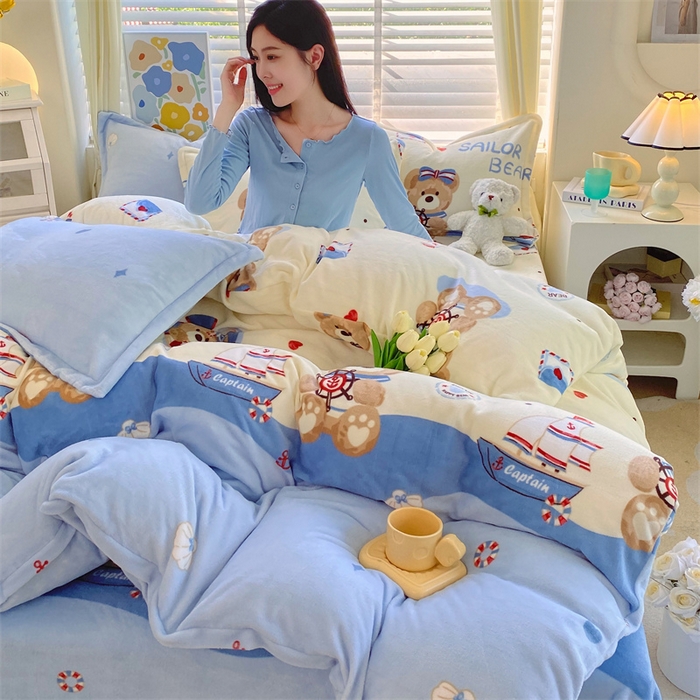 91家纺网 家纺一手货源 找家纺 （总）凯儿2025加厚A类印花牛奶绒单品四件套 