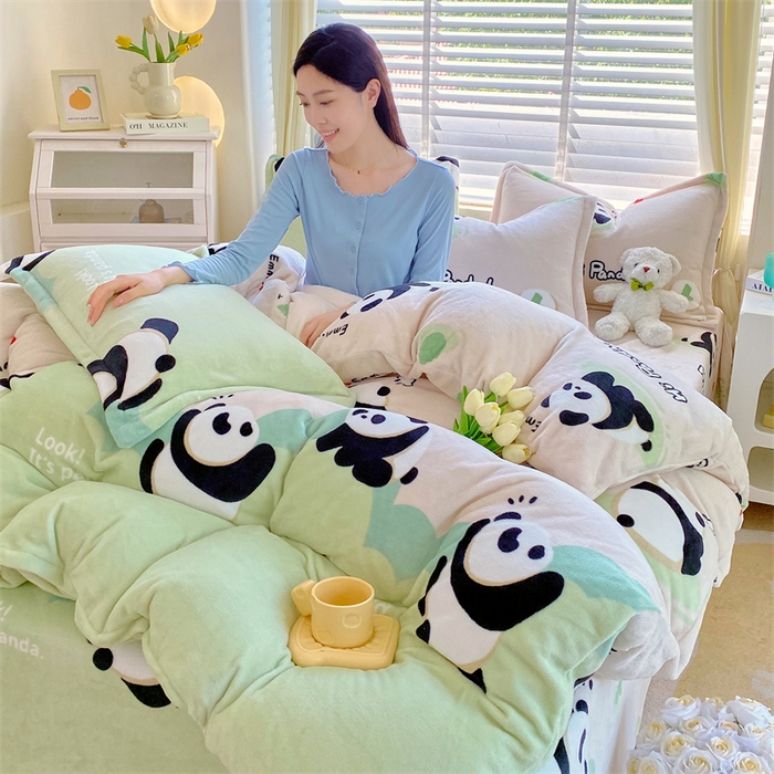 91家纺网 家纺一手货源 找家纺 （总）凯儿2025加厚A类印花牛奶绒单品四件套 