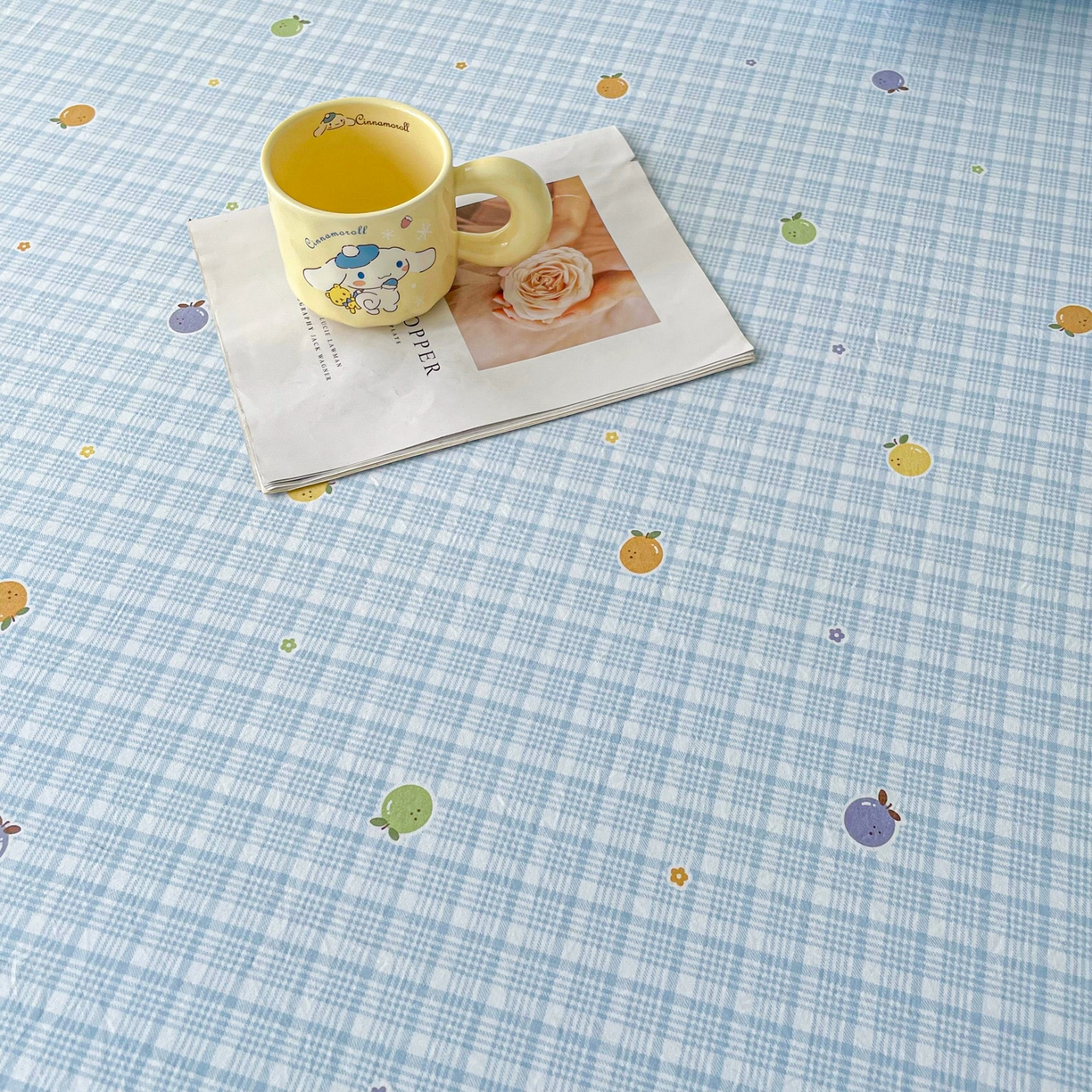 91家纺网 家纺一手货源 找家纺 金泰莱 2025新款木棉双层纱印花床笠 格子橙-蓝