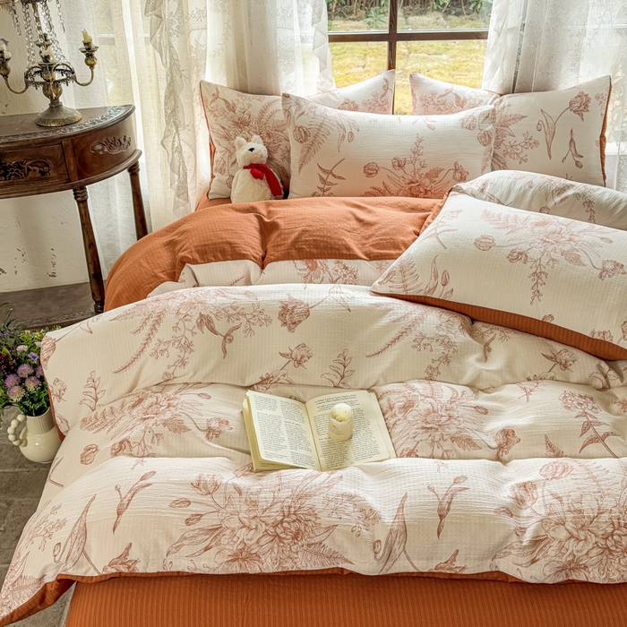 91家纺网 家纺一手货源 找家纺 （总）晚爱家纺（原晚安家居） 2025新款A类双层纱有氧提花彩竺棉小竺棉四件套